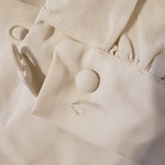 Vintage 1960s-1970s Mod White Cream Crepe Wide Leg Jumpsuit Medium Large - Picture 14 of 14